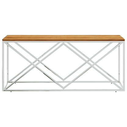 vidaXL Coffee Table Stainless Steel and Solid Wood Acacia
