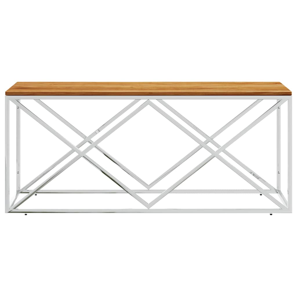 vidaXL Coffee Table Stainless Steel and Solid Wood Acacia