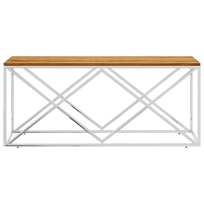 vidaXL Coffee Table Stainless Steel and Solid Wood Acacia