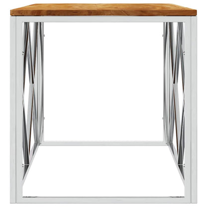vidaXL Coffee Table Stainless Steel and Solid Wood Acacia