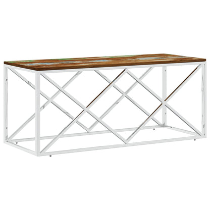 vidaXL Coffee Table Stainless Steel and Solid Wood Reclaimed