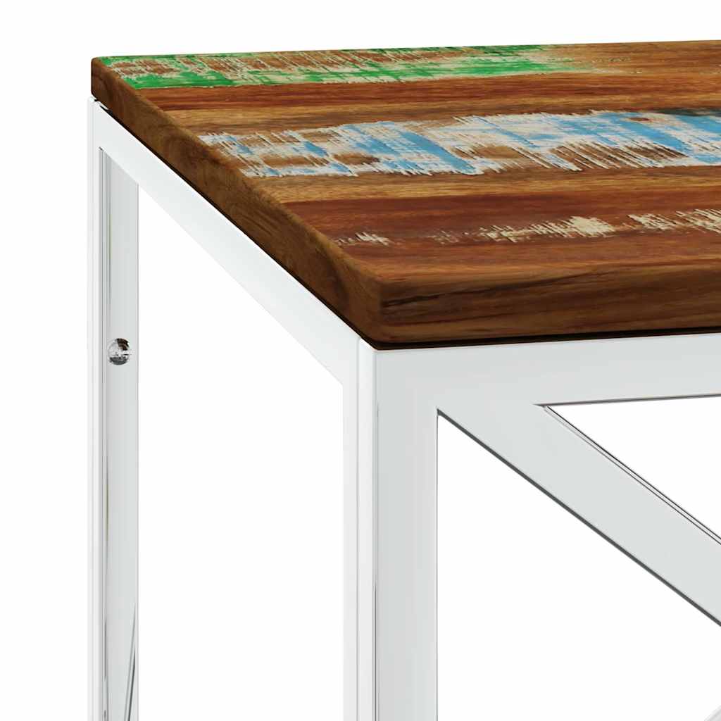 vidaXL Coffee Table Stainless Steel and Solid Wood Reclaimed