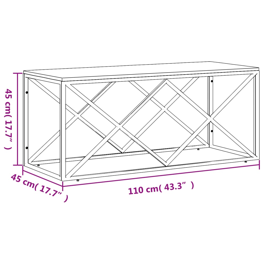 vidaXL Coffee Table Stainless Steel and Solid Wood Reclaimed