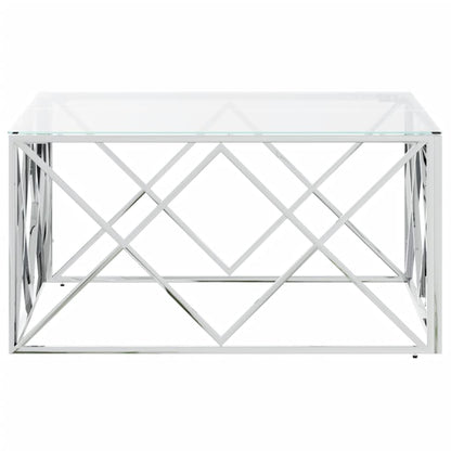vidaXL Coffee Table 80x80x40 cm Stainless Steel and Glass