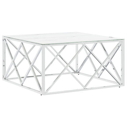 vidaXL Coffee Table Silver 80x80x40 cm Stainless Steel and Glass