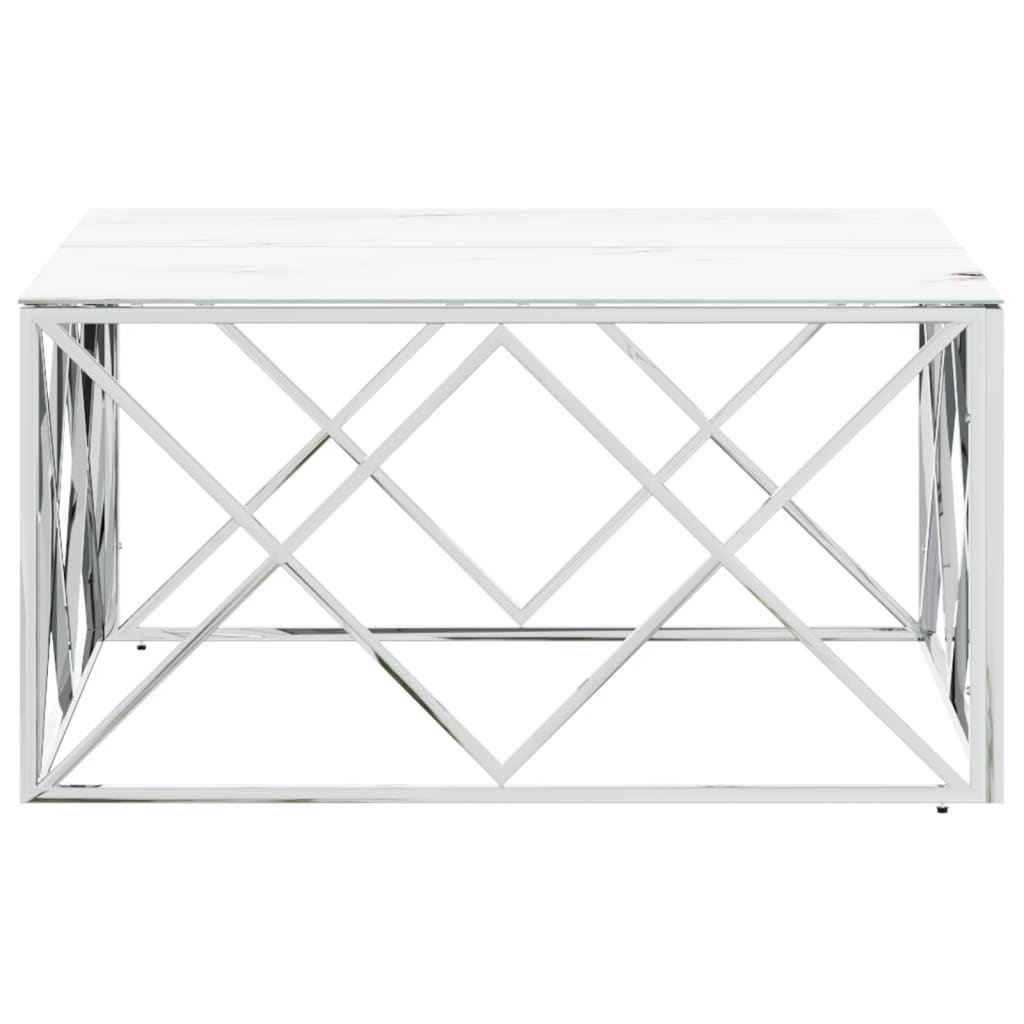 vidaXL Coffee Table Silver 80x80x40 cm Stainless Steel and Glass