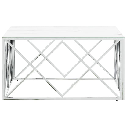vidaXL Coffee Table Silver 80x80x40 cm Stainless Steel and Glass