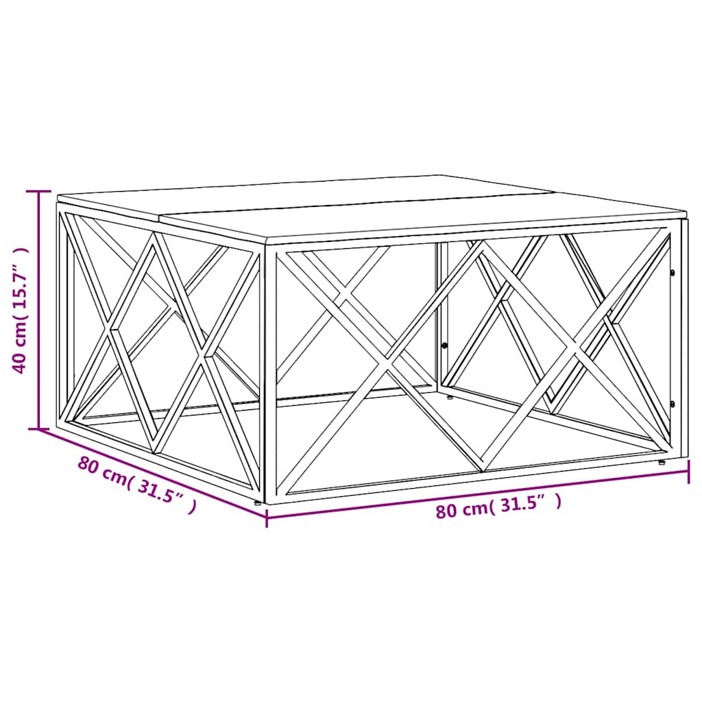 vidaXL Coffee Table Stainless Steel and Solid Wood Reclaimed