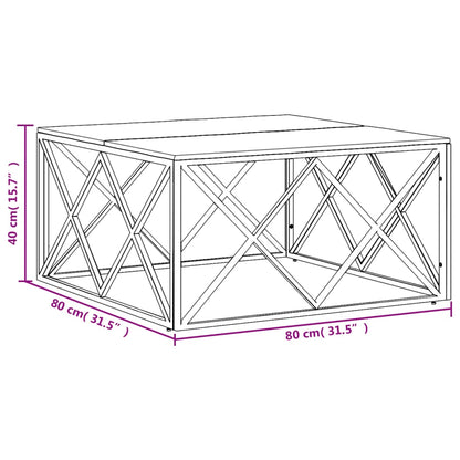 vidaXL Coffee Table Silver Stainless Steel and Solid Wood Acacia