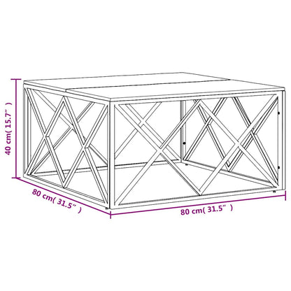 vidaXL Coffee Table Silver Stainless Steel and Solid Wood Acacia