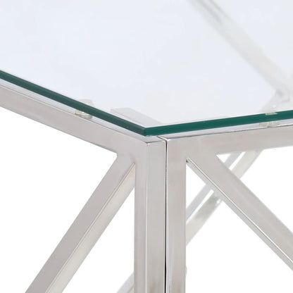 vidaXL Coffee Table Silver Stainless Steel and Tempered Glass