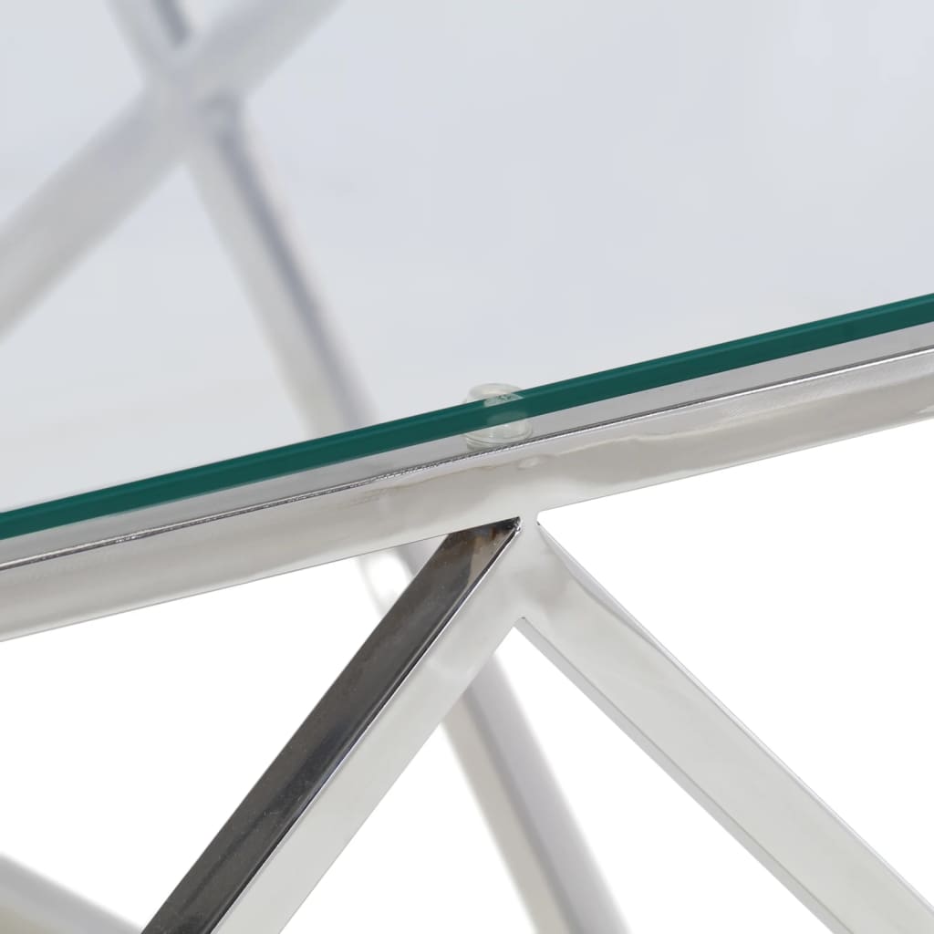 vidaXL Coffee Table Silver Stainless Steel and Tempered Glass