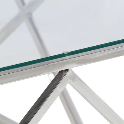 vidaXL Coffee Table Silver Stainless Steel and Tempered Glass