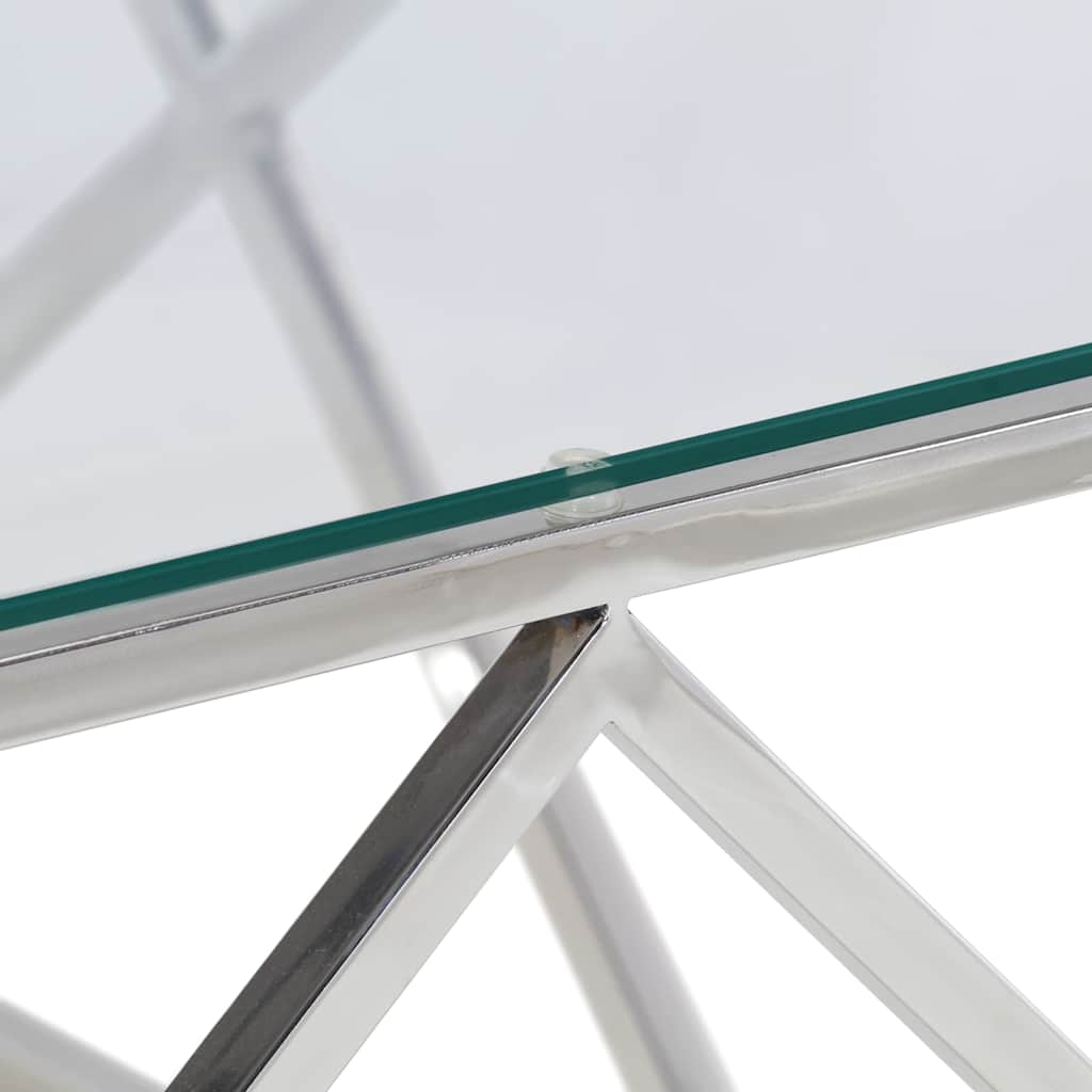 vidaXL Coffee Table Silver Stainless Steel and Tempered Glass