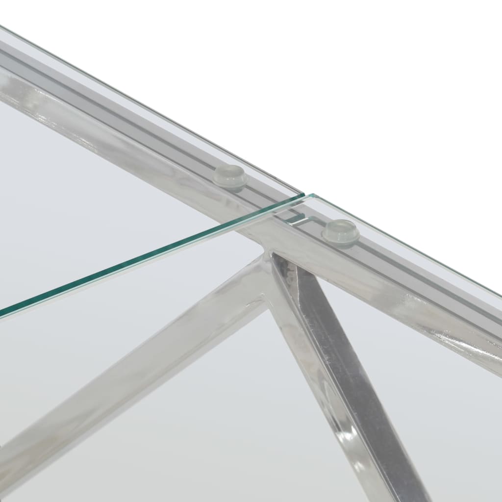 vidaXL Coffee Table Silver Stainless Steel and Tempered Glass