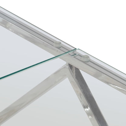 vidaXL Coffee Table Silver Stainless Steel and Tempered Glass