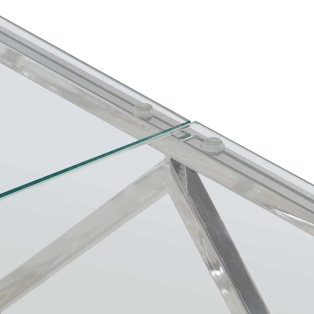 vidaXL Coffee Table Silver Stainless Steel and Tempered Glass