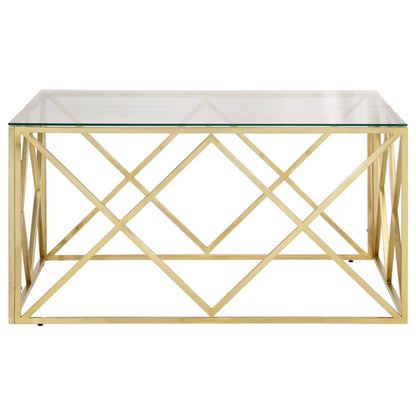 vidaXL Coffee Table Gold Stainless Steel and Tempered Glass