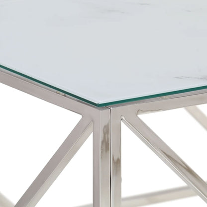 vidaXL Coffee Table Silver Stainless Steel and Tempered Glass