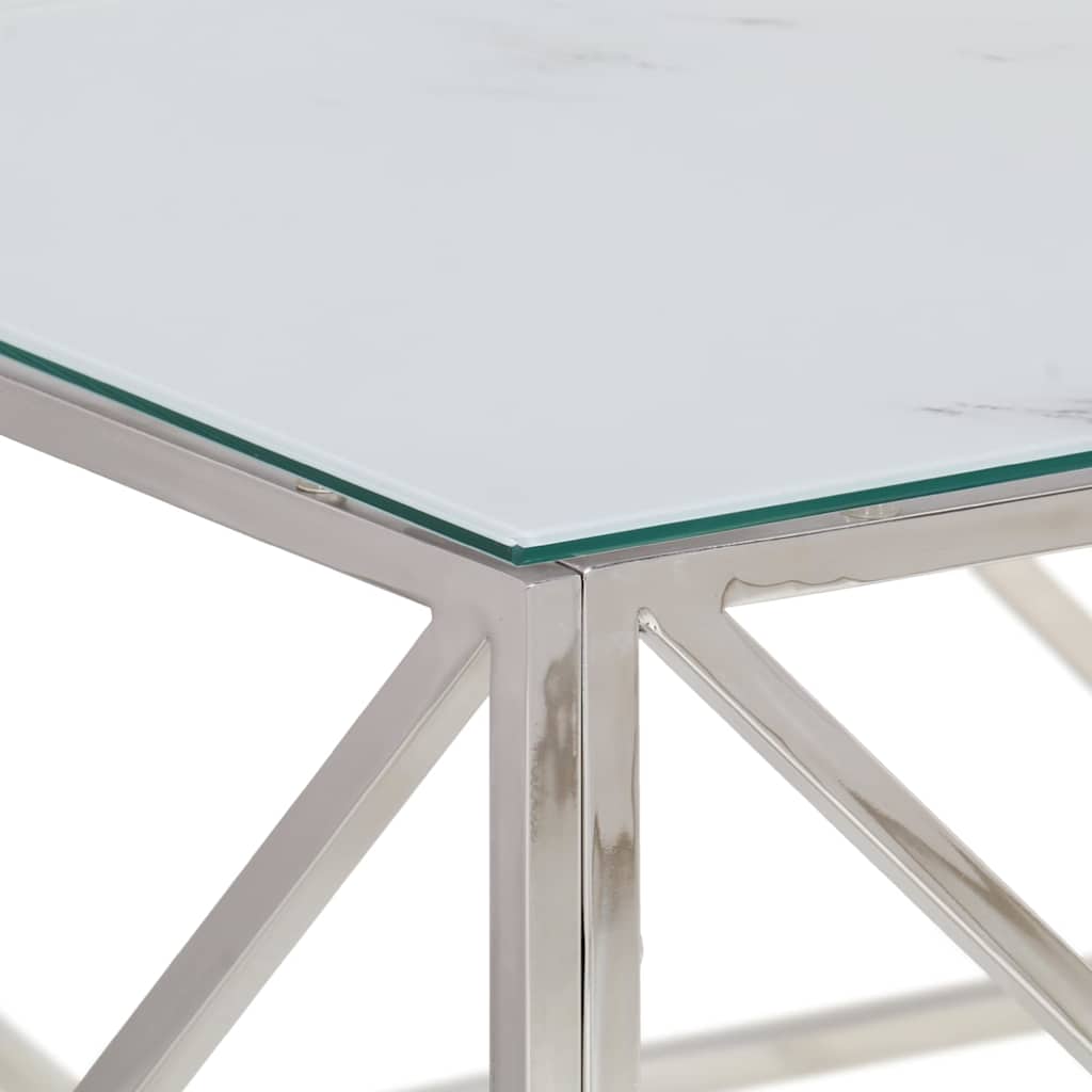 vidaXL Coffee Table Silver Stainless Steel and Tempered Glass