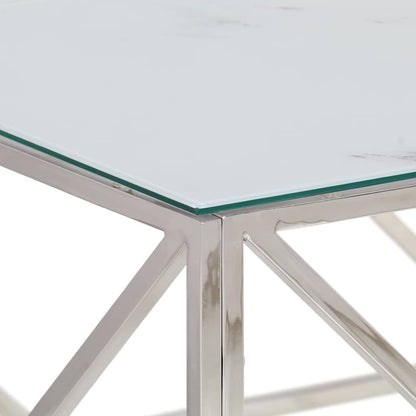 vidaXL Coffee Table Silver Stainless Steel and Tempered Glass