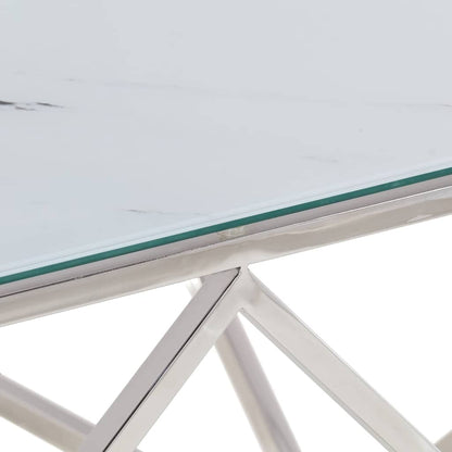 vidaXL Coffee Table Silver Stainless Steel and Tempered Glass