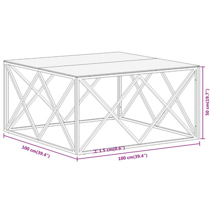 vidaXL Coffee Table Silver Stainless Steel and Tempered Glass