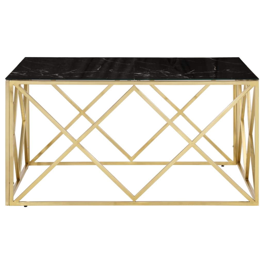 vidaXL Coffee Table Gold Stainless Steel and Tempered Glass