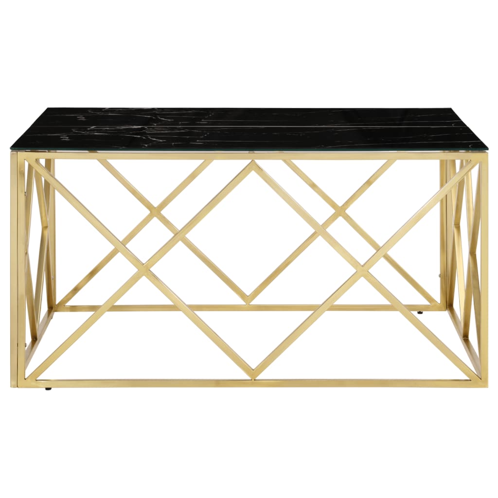 vidaXL Coffee Table Gold Stainless Steel and Tempered Glass