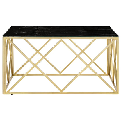 vidaXL Coffee Table Gold Stainless Steel and Tempered Glass