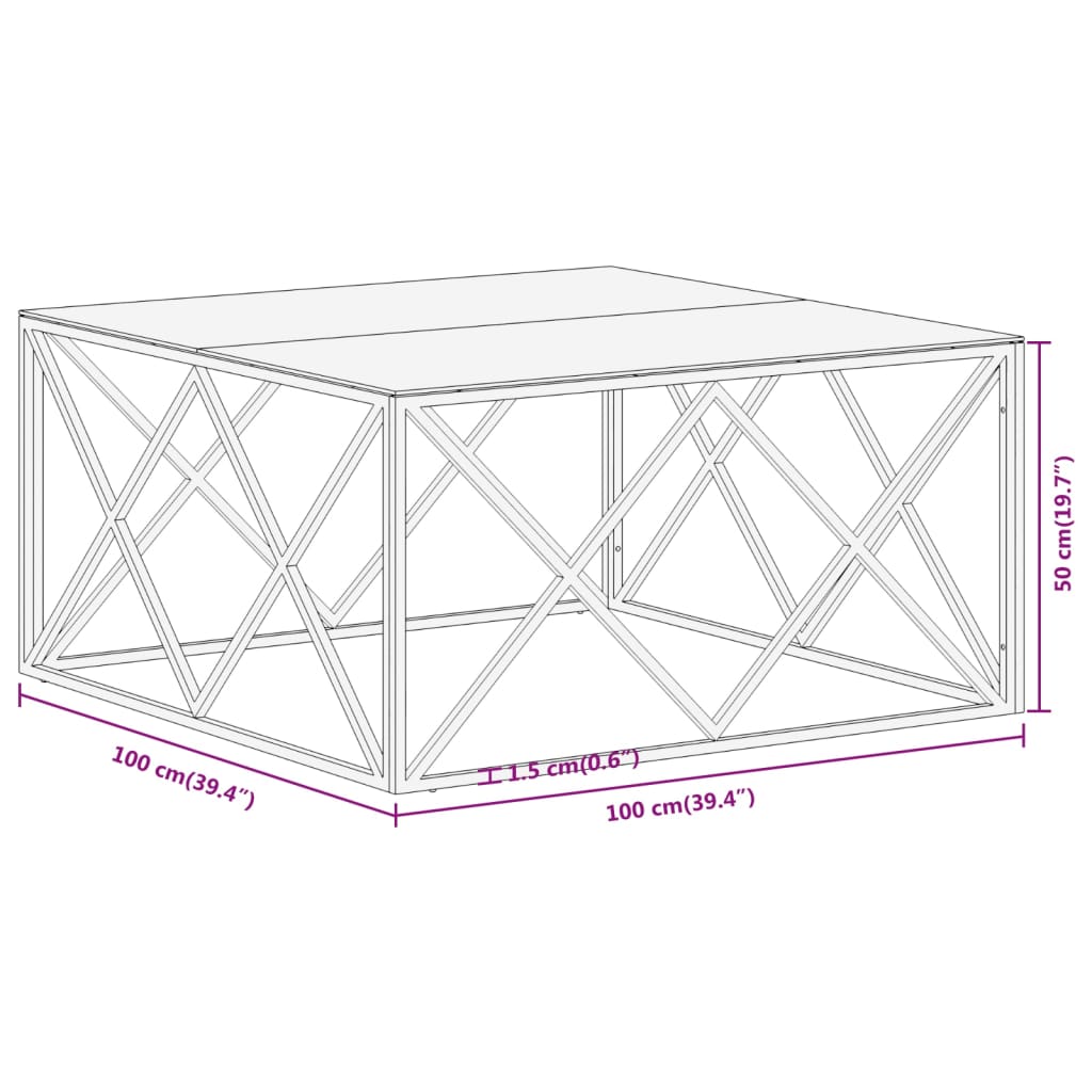 vidaXL Coffee Table Gold Stainless Steel and Tempered Glass