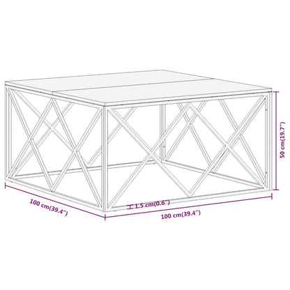 vidaXL Coffee Table Silver Stainless Steel and Solid Sleeper Wood