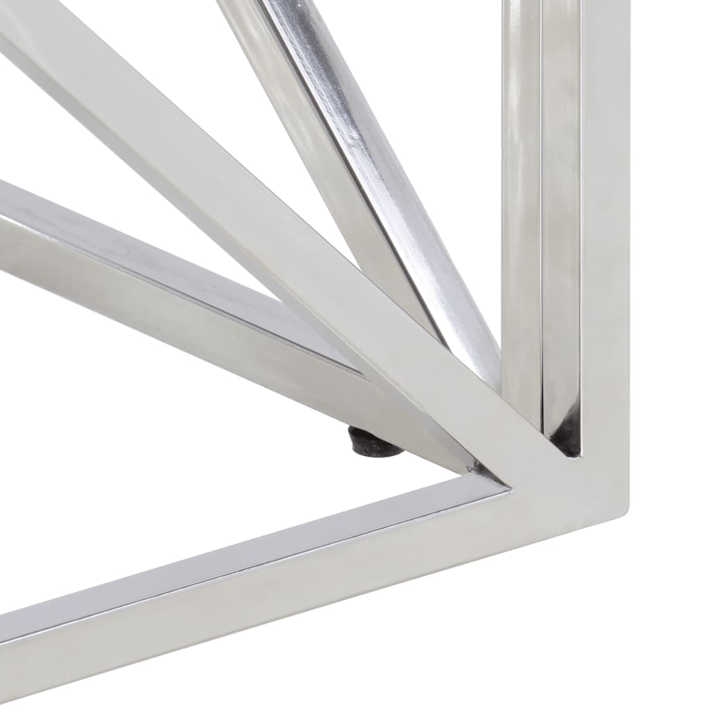 vidaXL Coffee Table Silver Stainless Steel and Solid Acacia Wood