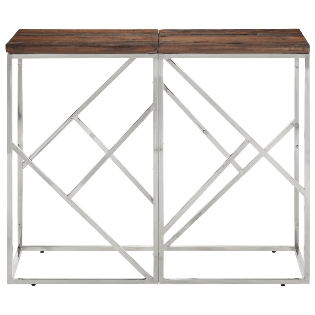 vidaXL Console Table Silver Stainless Steel and Solid Wood Sleeper
