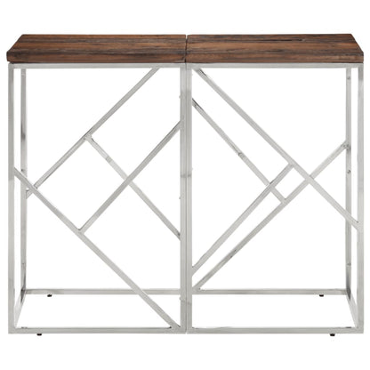 vidaXL Console Table Silver Stainless Steel and Solid Wood Sleeper