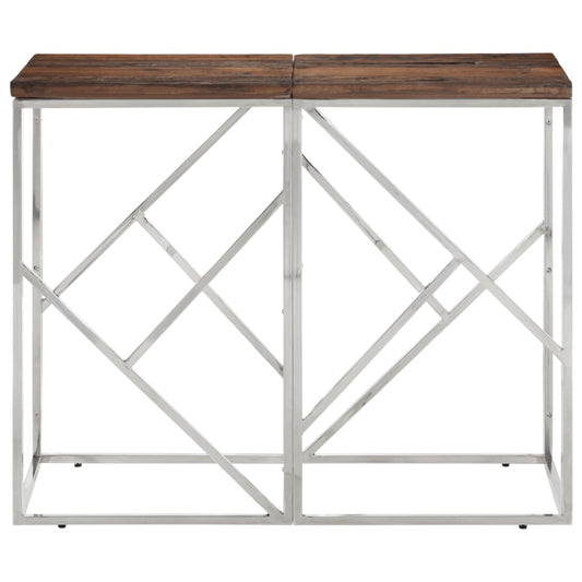 vidaXL Console Table Silver Stainless Steel and Solid Wood Sleeper