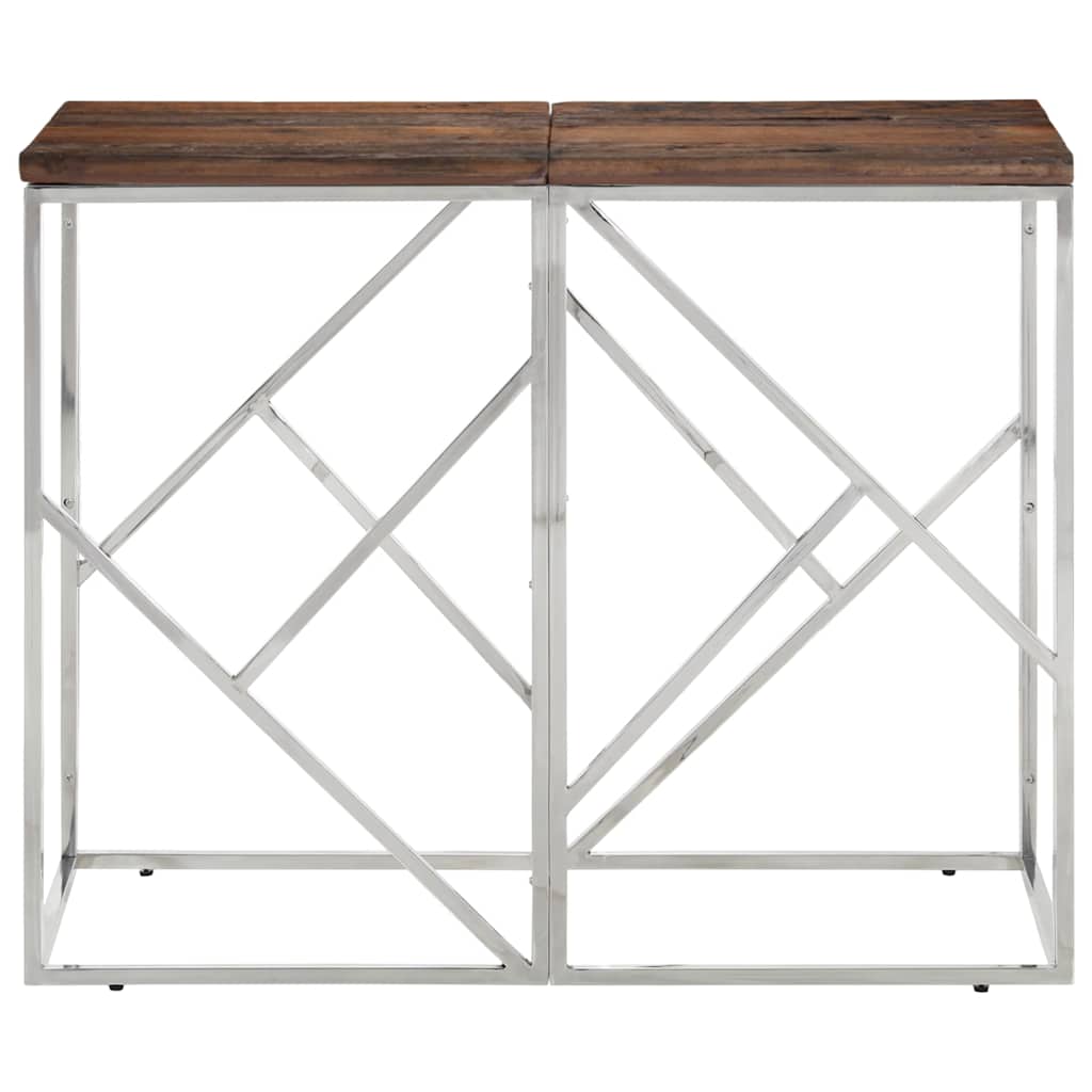 vidaXL Console Table Silver Stainless Steel and Solid Wood Sleeper