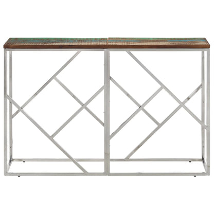 vidaXL Console Table Silver Stainless Steel and Solid Wood Reclaimed