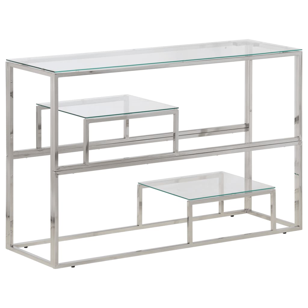 vidaXL Console Table Silver Stainless Steel and Tempered Glass