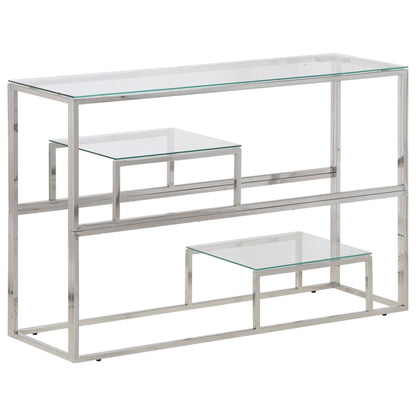 vidaXL Console Table Silver Stainless Steel and Tempered Glass