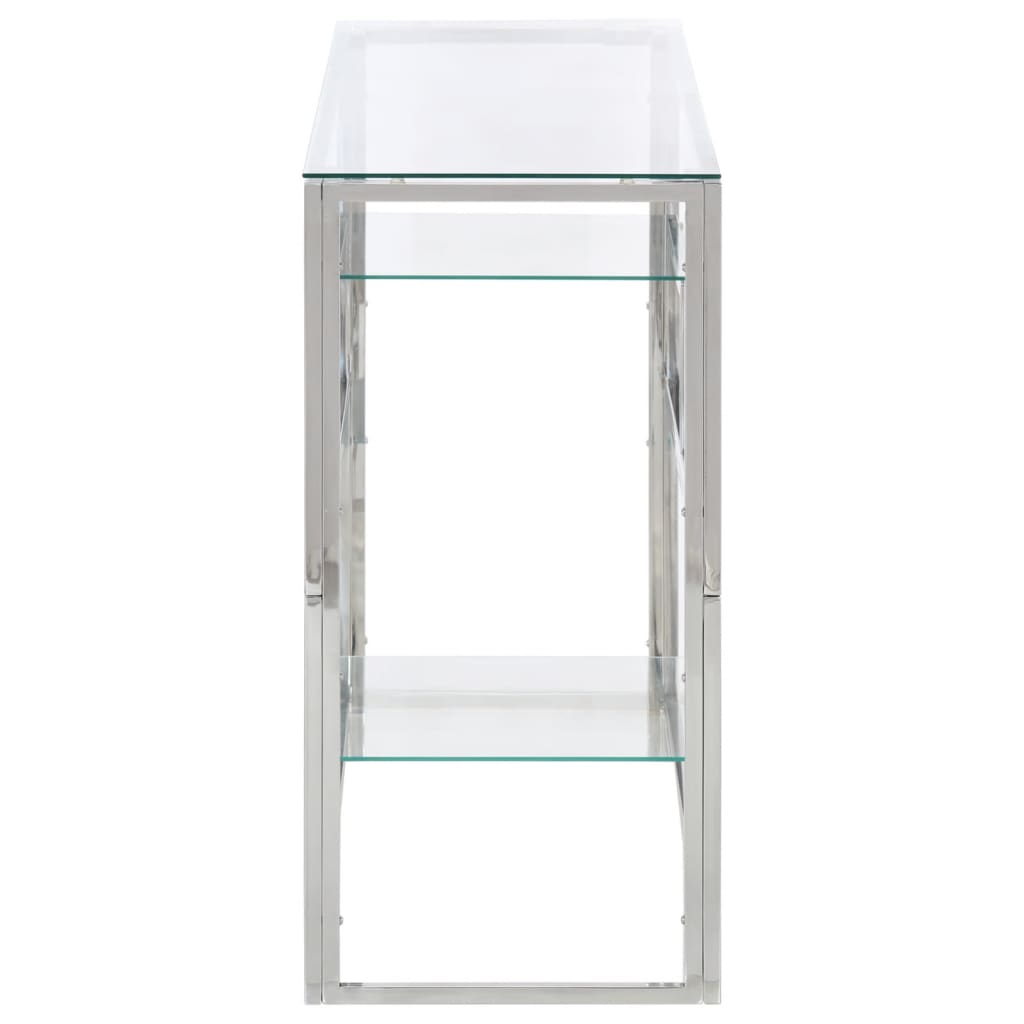 vidaXL Console Table Silver Stainless Steel and Tempered Glass