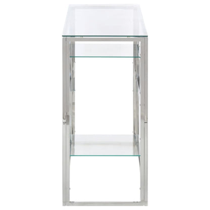vidaXL Console Table Silver Stainless Steel and Tempered Glass