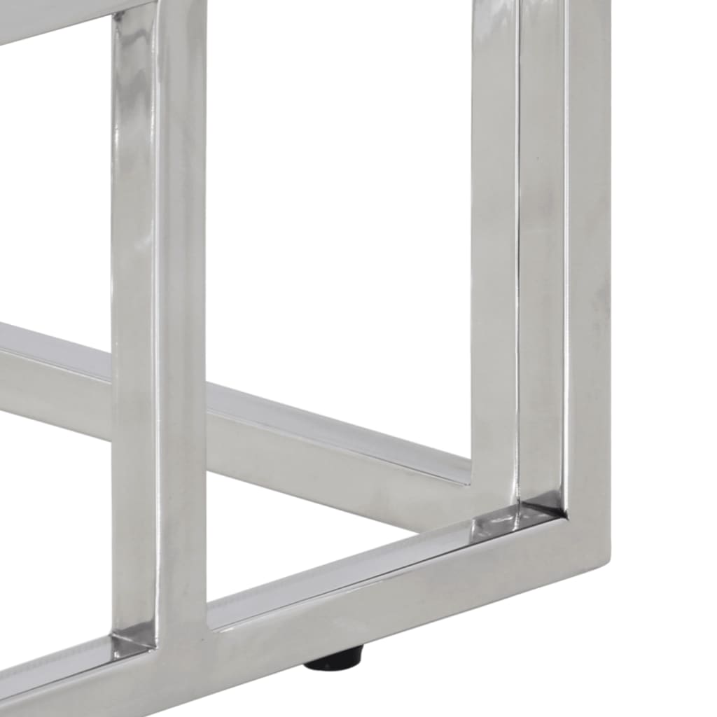 vidaXL Console Table Silver Stainless Steel and Tempered Glass