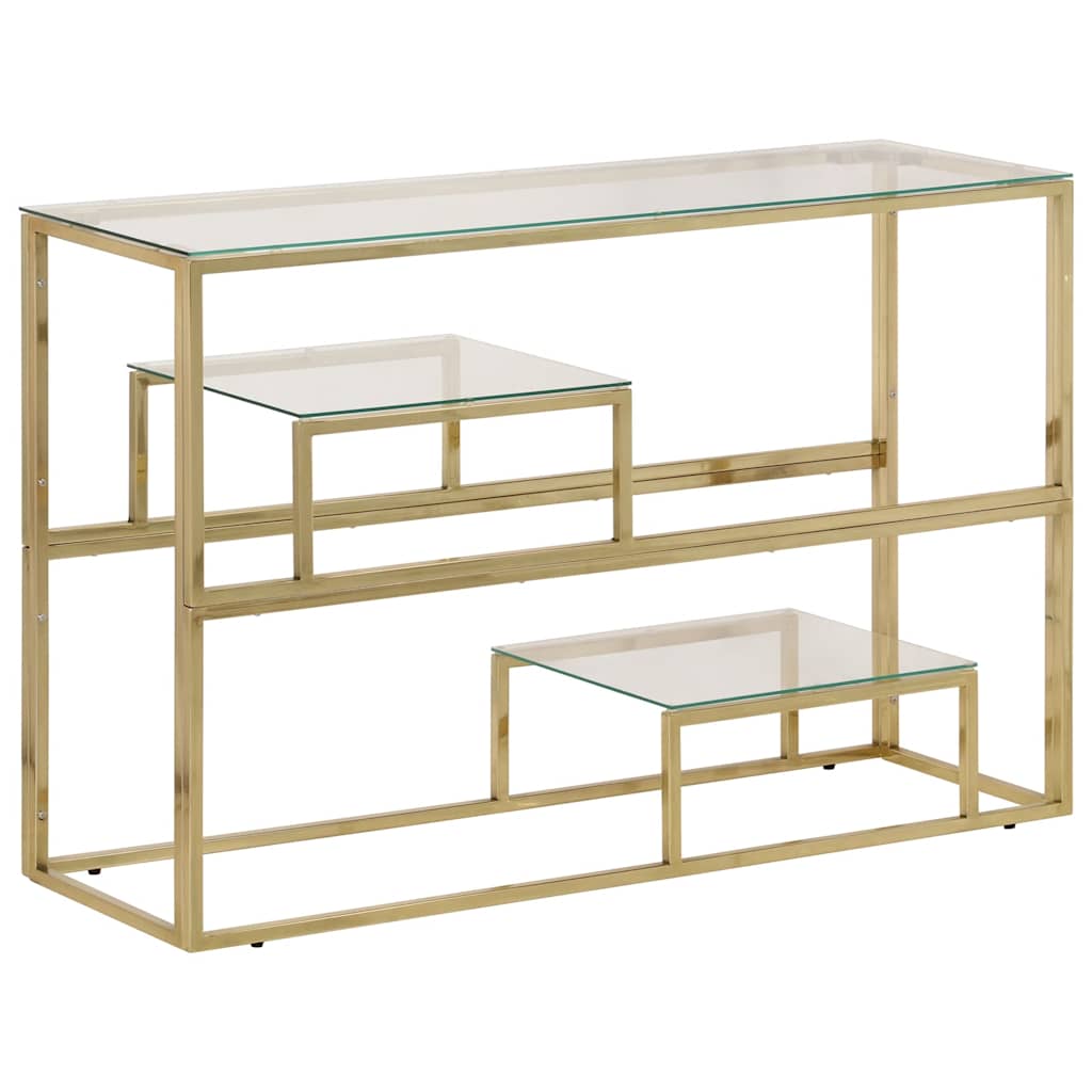 vidaXL Console Table Gold Stainless Steel and Tempered Glass