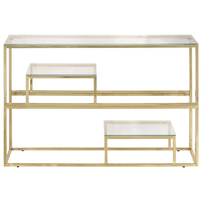 vidaXL Console Table Gold Stainless Steel and Tempered Glass
