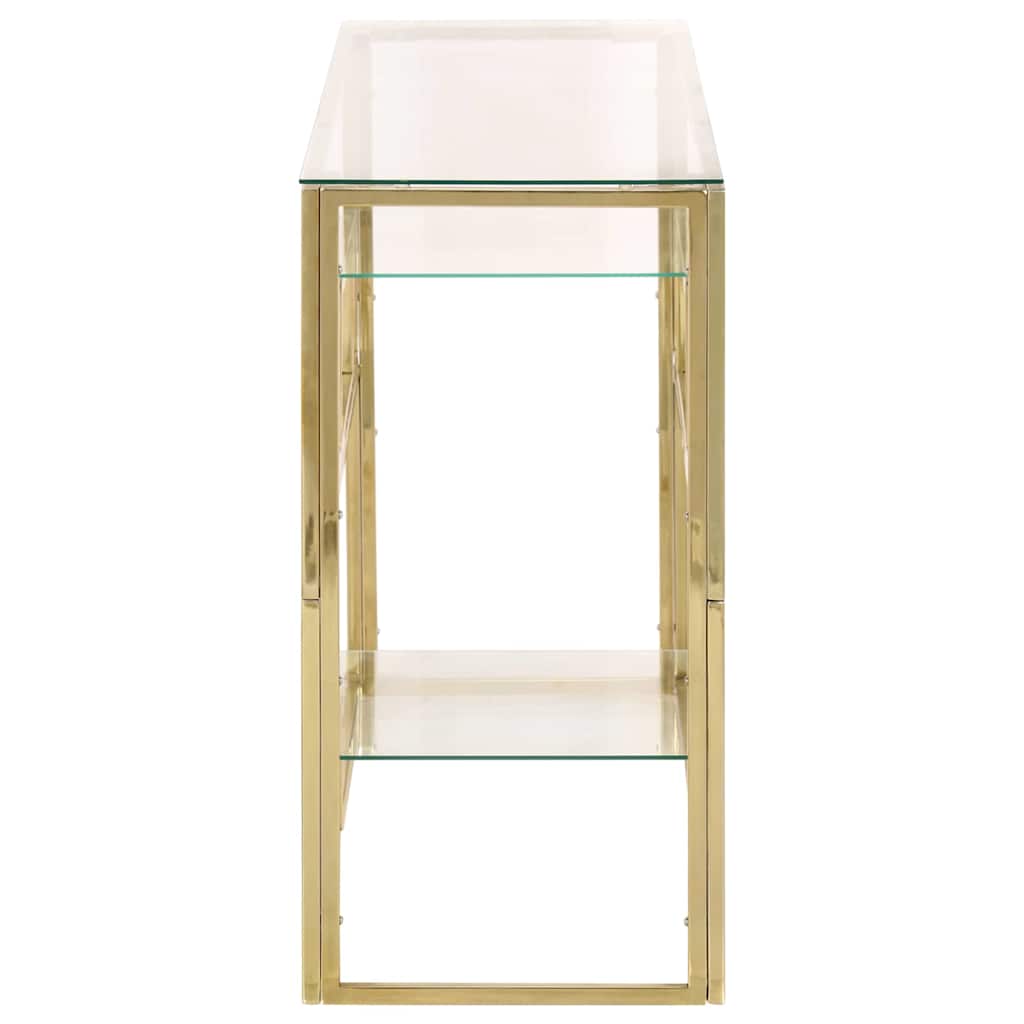 vidaXL Console Table Gold Stainless Steel and Tempered Glass