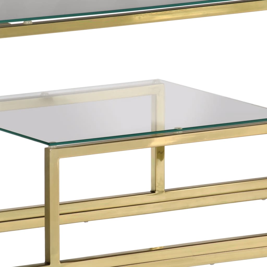vidaXL Console Table Gold Stainless Steel and Tempered Glass