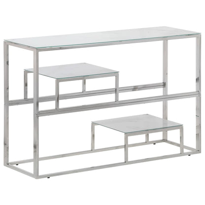 vidaXL Console Table Silver Stainless Steel and Tempered Glass