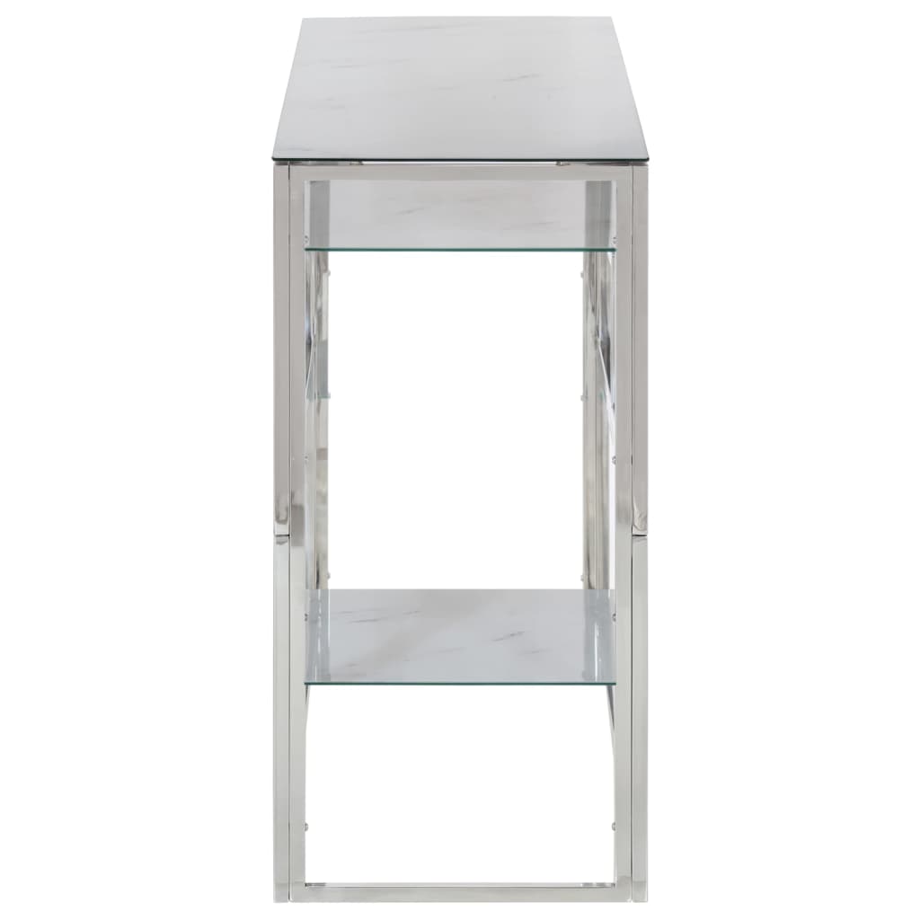 vidaXL Console Table Silver Stainless Steel and Tempered Glass