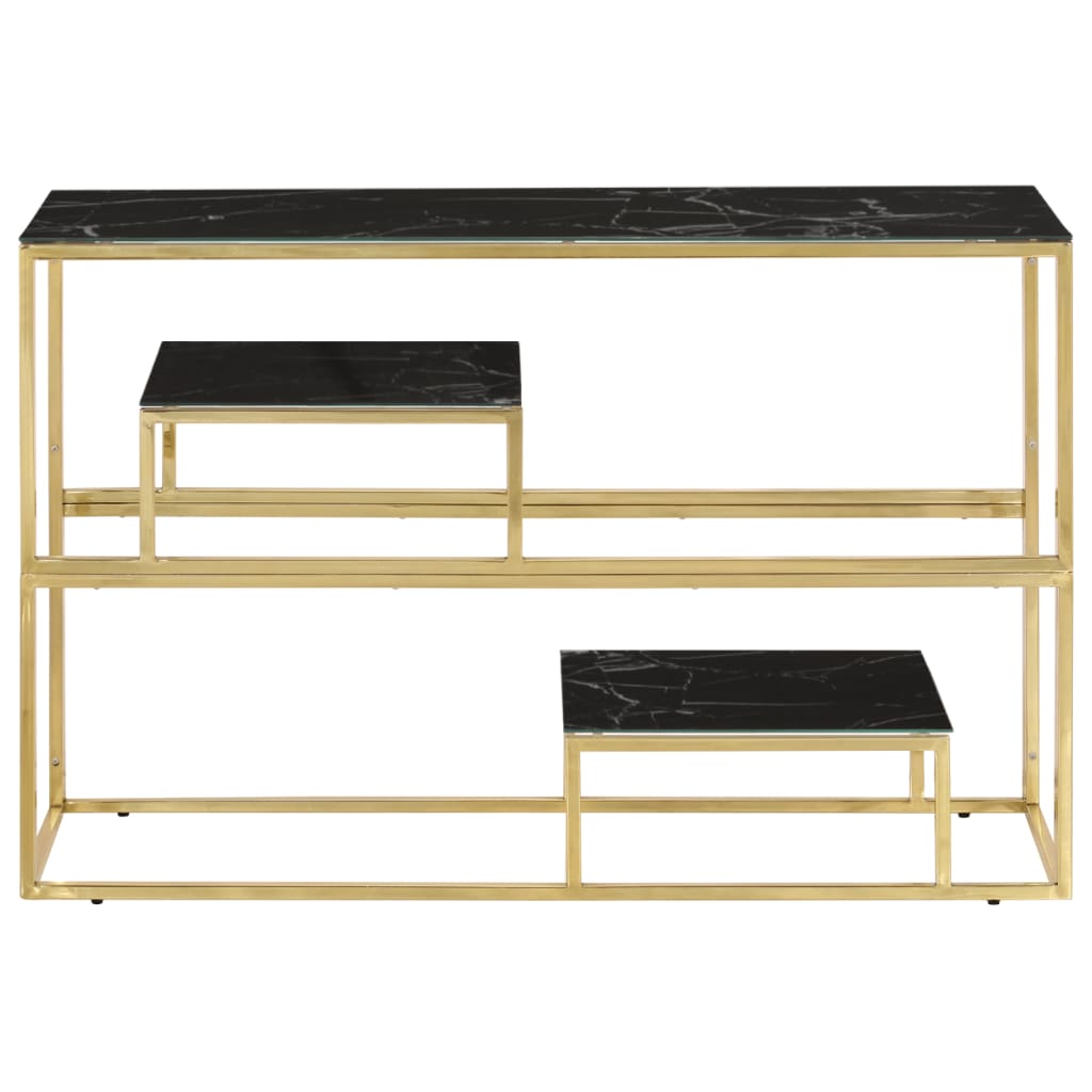 vidaXL Console Table Gold Stainless Steel and Tempered Glass